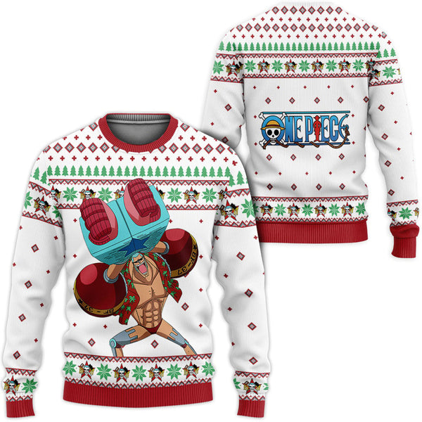 Divesart - Franky Anime White Anime Ugly Christmas pusero ja huppari Custom One Piece Anime -joululahjat